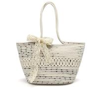 Pahajim Sac Cabas Femme Sac Fourre Tout Sacs a Main Crochet en Corde de Coton Chic Sacs Panier avec Fermeture Éclair pour Voyage Vacances