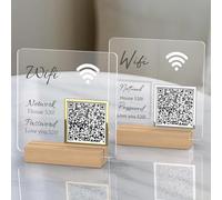 Pahdecor panneau acrylique personnalisable avec code QR WiFi - 12,7 x 12,7 cm - Panneau de table mot de passe Wi-Fi pour la maison, les entreprises, les salons de beauté
