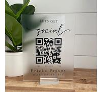 Pahdecor Panneau personnalisé pour médias sociaux - Multi-code QR - Venmo Instagram - Plaque Facebook - Scanner pour payer Let's Get Social Signs Company - Code de site Web - Panneau de beauté pour