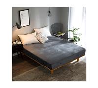 PAHION Drap Housse Flanelle Drap De Lit 100% De Cotton La Plus Douce Draps Plat Bonnet De 25cm Toucher Velouté Pelucheux Haud Fitted Sheets (Color : Silver Gray A, Size : 120x200+25 cm)