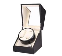 PAHION Remontoir Automatique Double pour 2 Montres Coffret De Rangement en Cuir Fibre De Luxe Boîte De Présentation avec Remontoir Et Moteur Silencieux pour Montres Homme/Femme