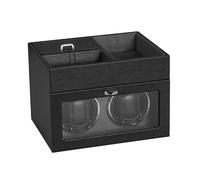 PAHION Remontoir Automatique Double pour 2 Montres Écrin À Montres en Cuir avec Espace De Rangement Supplémentaire pour Bijoux Coussins Souples Et Flexibles pour Montre Et Moteur Silencieux