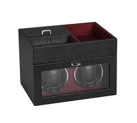 PAHION Remontoir Automatique Double pour 2 Montres Écrin À Montres en Cuir avec Espace De Rangement Supplémentaire pour Bijoux Coussins Souples Et Flexibles pour Montre Et Moteur Silencieux