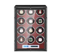 PAHION Remontoir De Montre De Luxe Boîtier De Rangement pour Montres Automatiques avec Écran LCD Éclairage LED Et Moteur Silencieux 5 Modes De Rotation Tissu en Cuir Souple Adaptateur Secteur Inclus