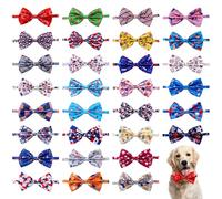 Pai Sence Lot de 30 nœuds papillon pour chien de petite, moyenne et grande taille avec attaches réglables pour le jour de l'indépendance L