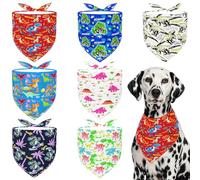 Pai Sence Lot de 7 bandanas dinosaures pour chiens de grande race XXL à coudre avec ourlets imprimés d'un côté XL bave, bavoirs de fête L