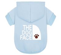 Paiaite Sweat à capuche bleu clair chaud et élégant pour chihuahua, sweat à imprimé « The Dog Face », vêtements pour animaux, manteau tout-en-un, parfait pour l'hiver et les fraîches nuits d'été, 4XL