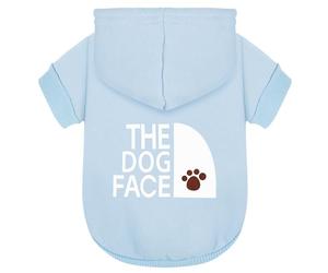 Paiaite Sweat à capuche bleu clair chaud et élégant pour chihuahua, sweat à imprimé « The Dog Face », vêtements pour animaux, manteau tout-en-un, parfait pour l'hiver et les fraîches nuits d'été, 4XL