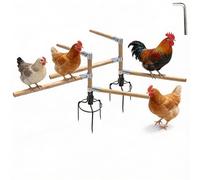 Paiaojia Lot de 2 perchoirs pour poulailler et poulets de jardin, petites barres de perchoir avec prise de terre en métal à 3 broches et barre en bois réglable et remplaçable (bois, 55,9 cm H x 35,6