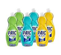 Paic - Liquide Vaisselle Bi-Activ Vinaigre - Nettoie - Dégraisse - Pack Découverte 3 parfums - Sel Minéral - Menthol - Citron - Lot de 6 flacons de 750mL