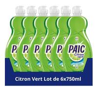 Paic Liquide Vaisselle Citron Vert - Nettoie - Dégraisse - Format Familial - 500ml - Lot de 6