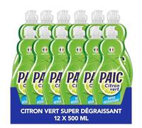 PAIC - Liquide vaisselle format Mini Parfum Citron Vert- pratique et compact - efficacité dégraissante - 500ml - LOT de 12