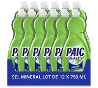 PAIC - Liquide Vaisselle Main BI-ACTIV' Sel Minéral - Nettoie - Dégraisse - Lot de 12 flacons de 750mL