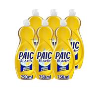 PAIC - Liquide Vaisselle Main BI-ACTIV' Vinaigre & Citron - Nettoie - Dégraisse - Flacons de 750mL - Lot de 6x750ml