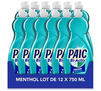 PAIC - Liquide Vaisselle Main BI-ACTIV' Vinaigre & Menthol - Nettoie - Dégraisse - Lot de 12 flacons de 750mL
