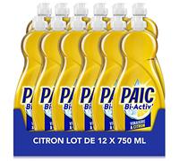 PAIC - Liquide Vaisselle Main BI-ACTIV' Vinaigre & Sel Minéral - Nettoie - Dégraisse - Lot de 12 flacons de 750mL