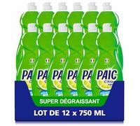 PAIC - Liquide Vaisselle Paic Citron Vert Super Dégraissant - Nettoie - Dégraisse - élimine les mauvaises odeurs - Lot de 12 x 750 ml