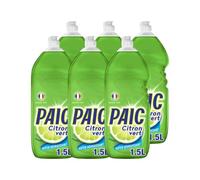 PAIC - Liquide Vaisselle Paic Citron Vert Super Dégraissant - Nettoie - Dégraisse - Élimine les mauvaises odeurs - Lot de 6 x 1500 ML