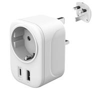 PAIDASHU Adaptateur Prise Anglaise UK Angleterre France Adaptateur de Voyage avec USB A & C 2.4A, Europe Francaise FR 2 Broches vers GB 3 Broches pour Irlande Royaumeuni Bretagne Écosse, Type G