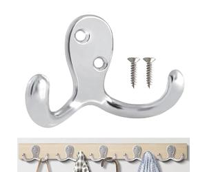 PAIDASHU Lot de 6 crochets muraux pour suspension, crochets à double griffe robustes en métal à fixer au mur pour salon, salle de bain, cuisine, chambre à coucher pour manteau, sac, écharpe, serviette