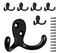 PAIDASHU Lot de 6 crochets muraux pour suspension, crochets robustes à double griffe en métal à fixer au mur pour salon, salle de bain, cuisine, chambre à coucher pour manteau, sac, écharpe, serviette