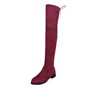 PAIDAXING Bottes montantes pour femme en simili daim avec fermeture éclair sur le côté - Taille 37-40, Rouge, 37.5 EU