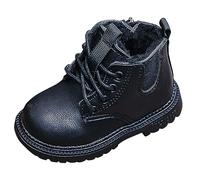 PAIDAXING Bottines d'hiver pour fille avec doublure en polaire - Imperméables - Antidérapantes - Style britannique - Légères et durables - En cuir - Pour filles - Élégantes - Chaussures d'extérieur