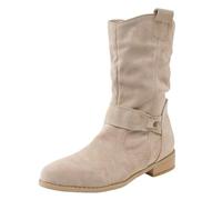 PAIDAXING Bottines pour femme à talon bloc bas mi-mollet en daim avec fermeture éclair latérale classique noir rétro respirant décontracté bottines pour femme automne hiver mode large chaussures