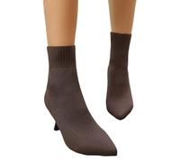 PAIDAXING Bottines pour femme - Grande taille - Mélange de laine - Bout pointu - Talon épais - Extensible - Avec sangle arrière - Design classique - Coupe confortable - Automne et hiver - Chaussures
