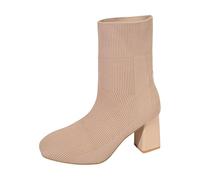 PAIDAXING Bottines pour femme - Grande taille - Mélange de laine - Bout pointu - Talon épais - Extensible - Avec sangle arrière - Design classique - Coupe confortable - Automne et hiver - Chaussures
