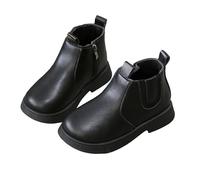 PAIDAXING Bottines princesse automne/hiver pour fille - Semelle souple antidérapante - Talon bas - Fermeture éclair latérale - Style décontracté - Polyvalentes - Couleur unie - Chaussures d'extérieur