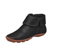 PAIDAXING Bottines rétro en cuir pour femme - Bout rond - Avec fermeture éclair - Semelle souple - Chaussures à talons bas - Style vintage - Couleur unie - Pour l'automne et l'hiver, Noir , 39.5 EU