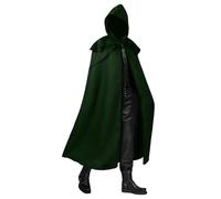 PAIDAXING Cape à capuche médiévale pour homme de couleur unie pour Halloween, cosplay, événements à thème vintage, accessoires de costume gothique, Vert, XL