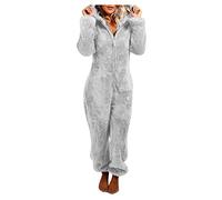 PAIDAXING Combinaisons pour femmes en polaire super douce - Combinaison grande taille - Vêtement de détente pour adulte - Vêtement d'hiver chaud en peluche - Grenouillère décontractée pour femmes