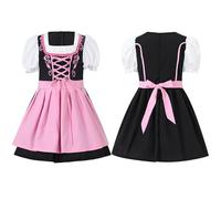 PAIDAXING Costume de fête de la bière bavaroise avec robe et tablier pour fête de la bière bavaroise, Halloween, jeu scolaire