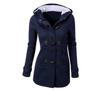 PAIDAXING Duffle-coat d'hiver pour femme - Manteau épais et chaud à capuche en laine avec poches - Cardigan long rembourré - Manteau vintage pour femme avec boutons en corne - Grande taille - Doublé