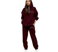 PAIDAXING Ensemble de survêtement pour femme complet Ensemble de 2 pièces pour détente Impression de lettres sur le sweat à capuche et le pantalon de jogging Grandes tailles Manches longues Capuche