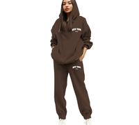 PAIDAXING Ensemble de survêtement pour femmes Ensemble complet UK 2 pièces Vêtements de détente Impression de lettres Sweat à capuche et pantalon de jogging Grande taille Manches longues Capuche avec