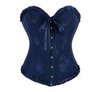 PAIDAXING Hauts Corset pour Femmes UK Corset à Lacets avec Baleines Overbust Bustier Noir Bustier Lingerie Gainante Bodyshaper Haut Grande Taille Costume d'Halloween Tenue pour Femmes Outfit Rétro
