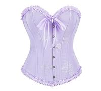 PAIDAXING Hauts Corset pour Femmes UK Corset à Lacets avec Baleines Overbust Bustier Noir Bustier Lingerie Gainante Bodyshaper Haut Grande Taille Costume d'Halloween Tenue pour Femmes Outfit Rétro