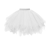 PAIDAXING Jupe Tutu Vintage à Bulles pour Femme - Tutu de Danse Ballet Années 50 Bouffant pour Adulte - Mini Crinoline Blanche, Taille Unique
