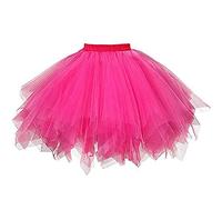 PAIDAXING Jupes tutu vintage pour femme, jupon tutu à bulles, jupe de danse de ballet des années 50 bouffante pour adulte, mini jupe crinoline, rose vif, Taille unique