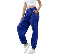 PAIDAXING Pantalons de jogging pour femmes, larges jambes, taille élastique haute avec poches, pantalon boyfriend à cordon de serrage, mode décontractée, streetwear hip hop, pour le gym, la course et