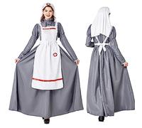 PAIDAXING Robe d'infirmière médiévale pour femmes pour adultes - Costume d'infirmière de la guerre civile pour cosplay, Halloween, fête, carnaval, performance - Déguisement avec chapeau et tablier