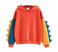 PAIDAXING Sweat à capuche dinosaure pour adolescentes, pull à manches longues, pull décontracté couleur bonbon, sweat à capuche pour femmes et filles, pull ample kawaii pour le printemps et l'automne,