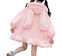 PAIDAXING Sweats à capuche pour femmes avec oreilles de lapin mignonnes - Sweat à capuche moelleux duveteux lapin - Pull sweatshirt confortable - Haut pullover jumper kawaii - Sweats à capuche amples