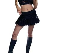 PAIDAXING Y2k Mini jupes à volants en dentelle florale pour femme, taille basse, ourlet irrégulier, plissée, jupe courte sexy, club, streetwear, vêtements esthétiques, 33-noir, S