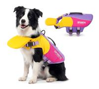 PAIDEFUL Gilet de sauvetage pour chien avec flottaison frontale et support pour le menton, gilet de natation à blocs de couleur avec poignée de sauvetage avec anneau en D pour le canotage et la