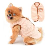 PAIDEFUL Gilet polaire en peluche pour petit chien - Pull solide doux et confortable avec motif ours - Veste boutonnée pour l'automne et l'hiver - Manteau chaud pour animaux domestiques - Vêtements