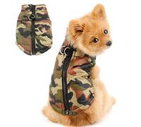 PAIDEFUL Imperméable Camo Petit Chien Puffer Manteau d'hiver Gilet Veste Harnais avec Anneau en D pour Chiot Chihuahua Temps Froid Garçons Chat Vêtements Habit De Neige Coupe-Vent Armée Verte L